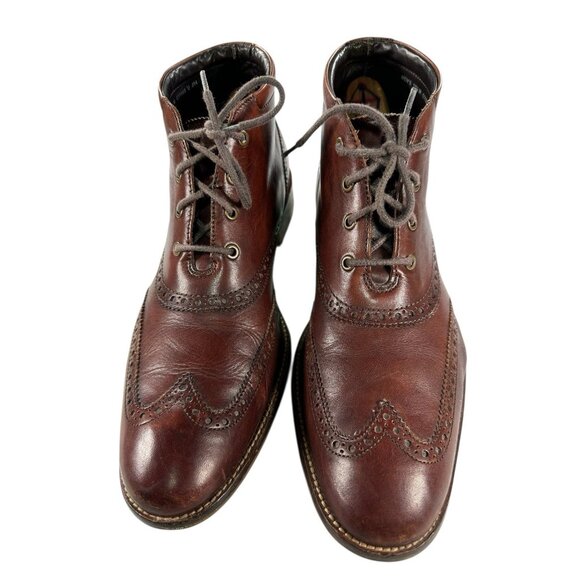 COLE HAAN Mens Size 10.5M Brown Leather Ankle Tie Wingtip Boots main image 7